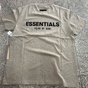 Essentials Fear of God Grey Logo Short Sleeve Tee